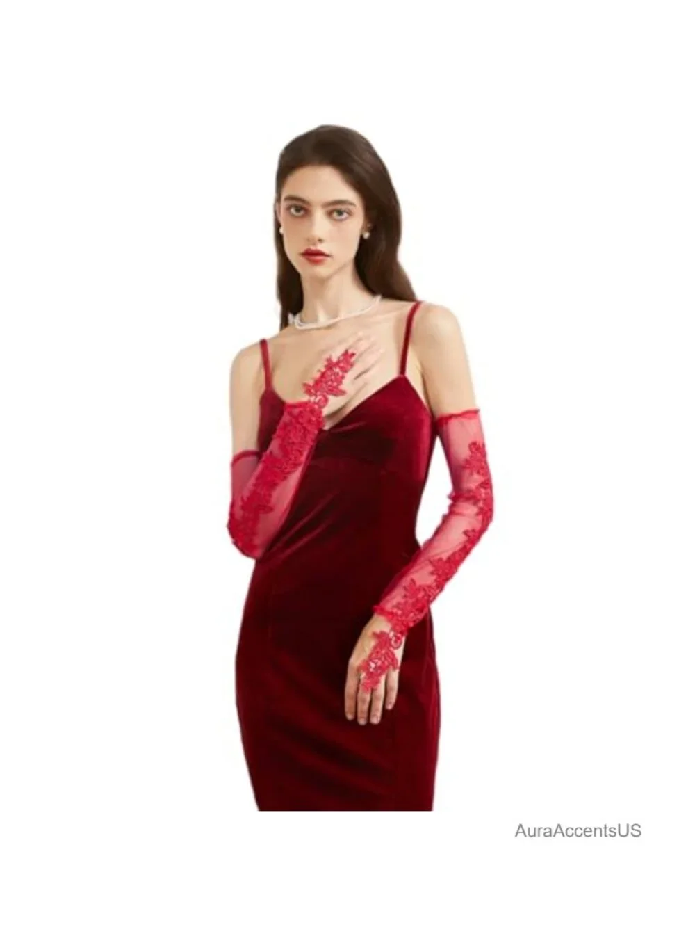 Lace Elbow-Length Opera Gloves Fingerless Long Evening Party Accessory